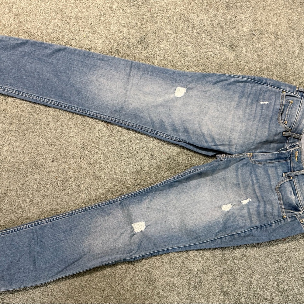 Hollister Blue Skinny Jeans with Distressing and Fading